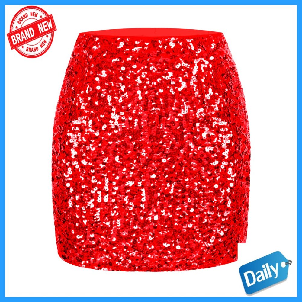 Sequin Bodycon Mini Skirt Stretchy Sparkle Party Night Out Formal Wear